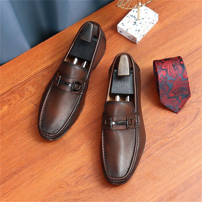 Ανδρικά Loafers Hazel Πολυτέλεια Slip-on Leather - Καφές