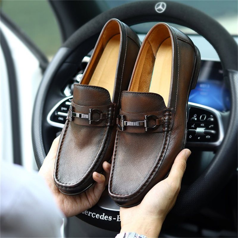 Ανδρικά Loafers Hazel Πολυτέλεια Slip-on Leather - Καφές