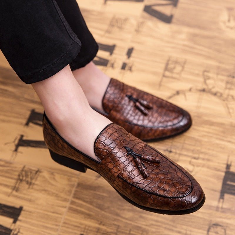 Ανδρικά Loafers Lavish Croctassel Exotic Oxford - Καφέ