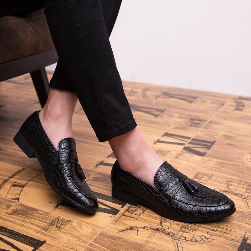 Ανδρικά Loafers Lavish Croctassel Exotic Oxford - Μαύρο