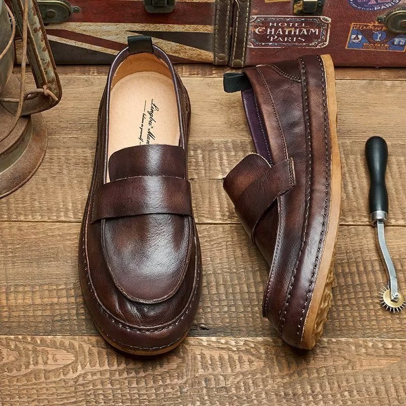 Ανδρικά Loafers Lux Cow Leather Slip-on - Καφές