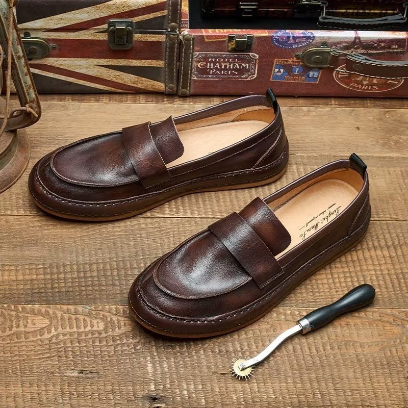 Ανδρικά Loafers Lux Cow Leather Slip-on - Καφές