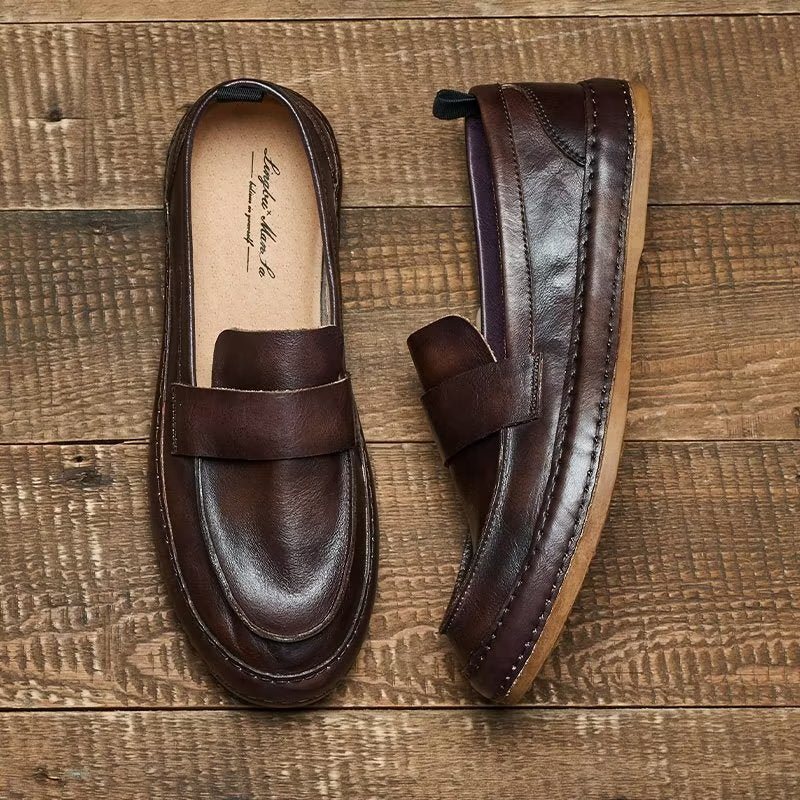 Ανδρικά Loafers Lux Cow Leather Slip-on - Καφές