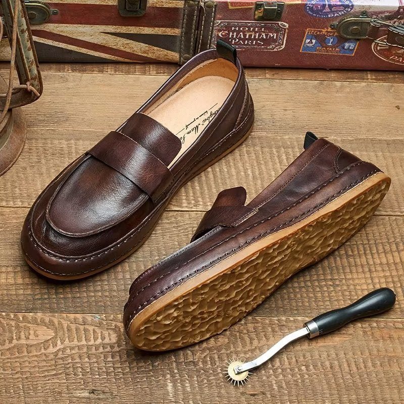 Ανδρικά Loafers Lux Cow Leather Slip-on - Καφές