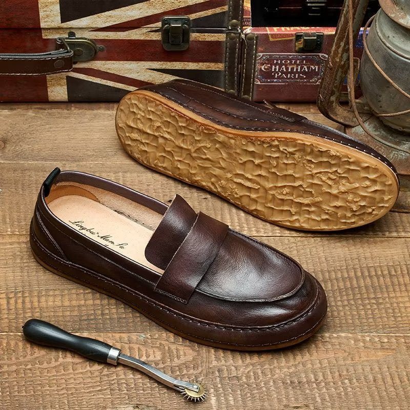 Ανδρικά Loafers Lux Cow Leather Slip-on - Καφές