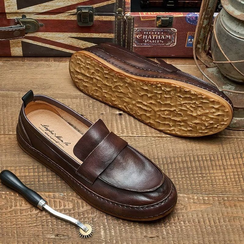 Ανδρικά Loafers Lux Cow Leather Slip-on - Καφές