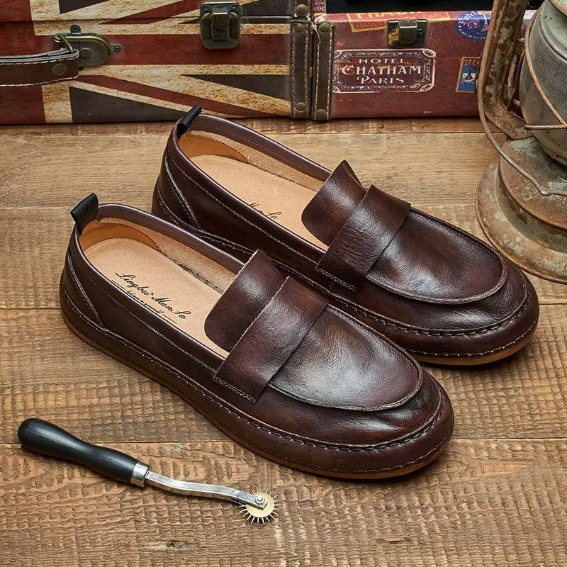 Ανδρικά Loafers Lux Cow Leather Slip-on - Καφές