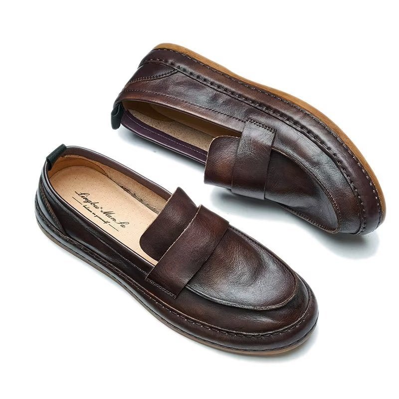 Ανδρικά Loafers Lux Cow Leather Slip-on - Καφές