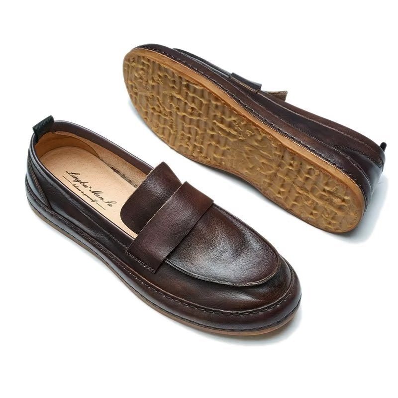 Ανδρικά Loafers Lux Cow Leather Slip-on - Καφές