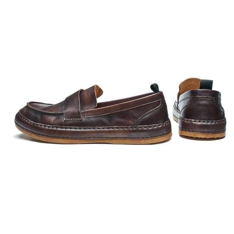 Ανδρικά Loafers Lux Cow Leather Slip-on - Καφές