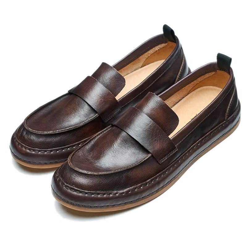 Ανδρικά Loafers Lux Cow Leather Slip-on - Καφές