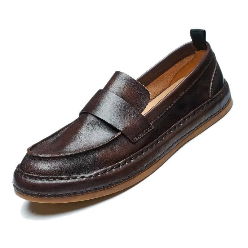 Ανδρικά Loafers Lux Cow Leather Slip-on - Καφές