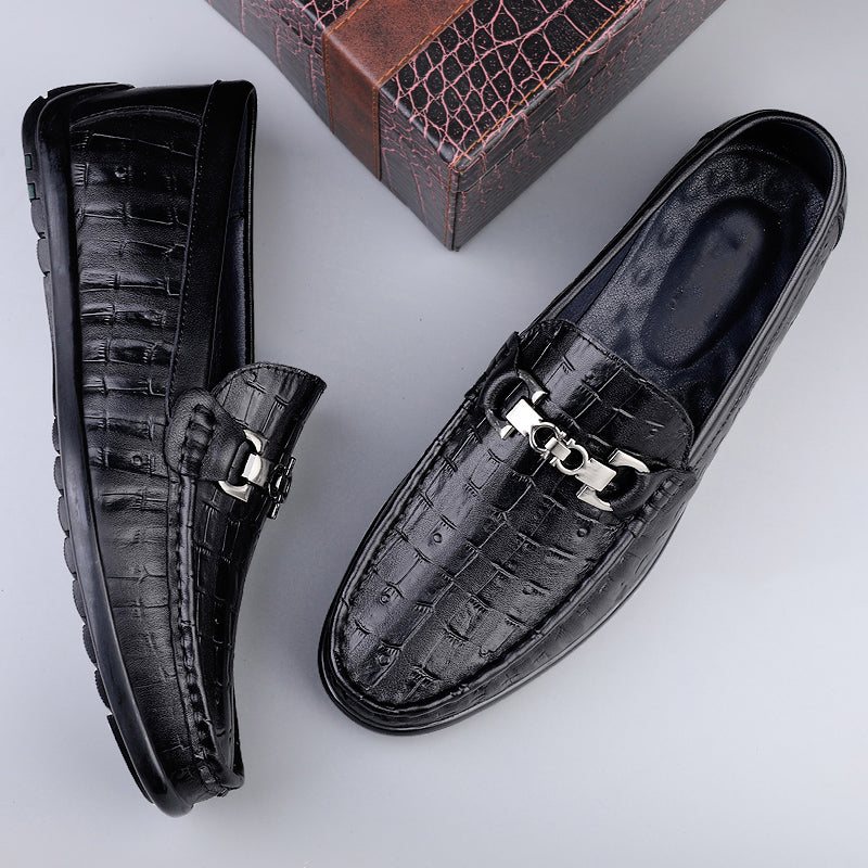 Ανδρικά Loafers Modish Croctex Slip-on Driving - Μαύρο