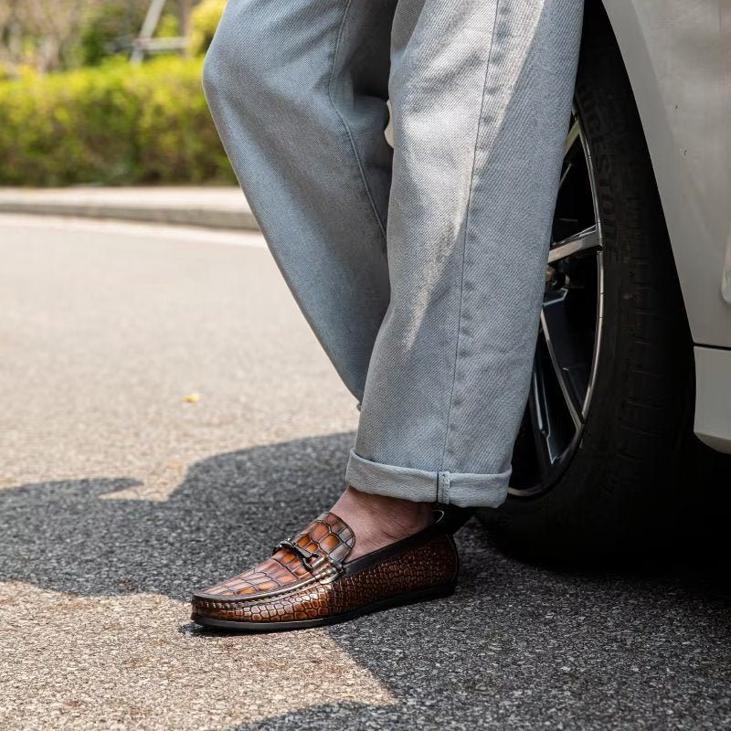 Ανδρικά Loafers Modish Metal Toe Slip On - Καφέ