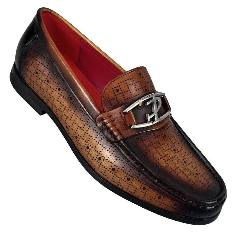 Ανδρικά Loafers Modish Από Γνήσιο Δέρμα Slip On - Καφέ