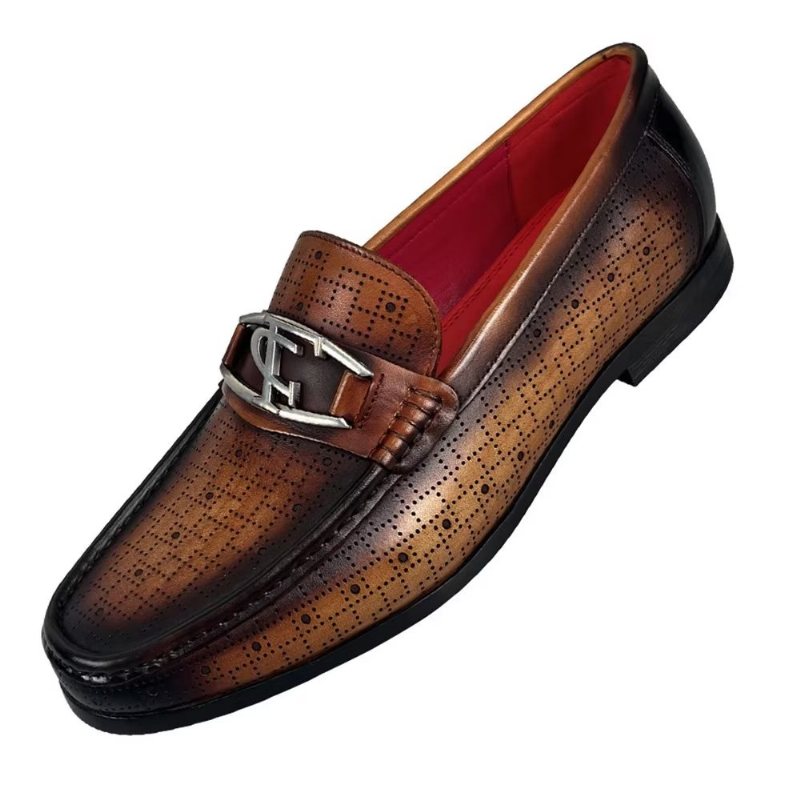 Ανδρικά Loafers Modish Από Γνήσιο Δέρμα Slip On - Καφέ