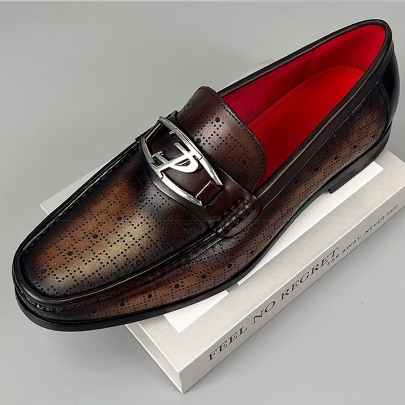 Ανδρικά Loafers Modish Από Γνήσιο Δέρμα Slip On - Καφέ