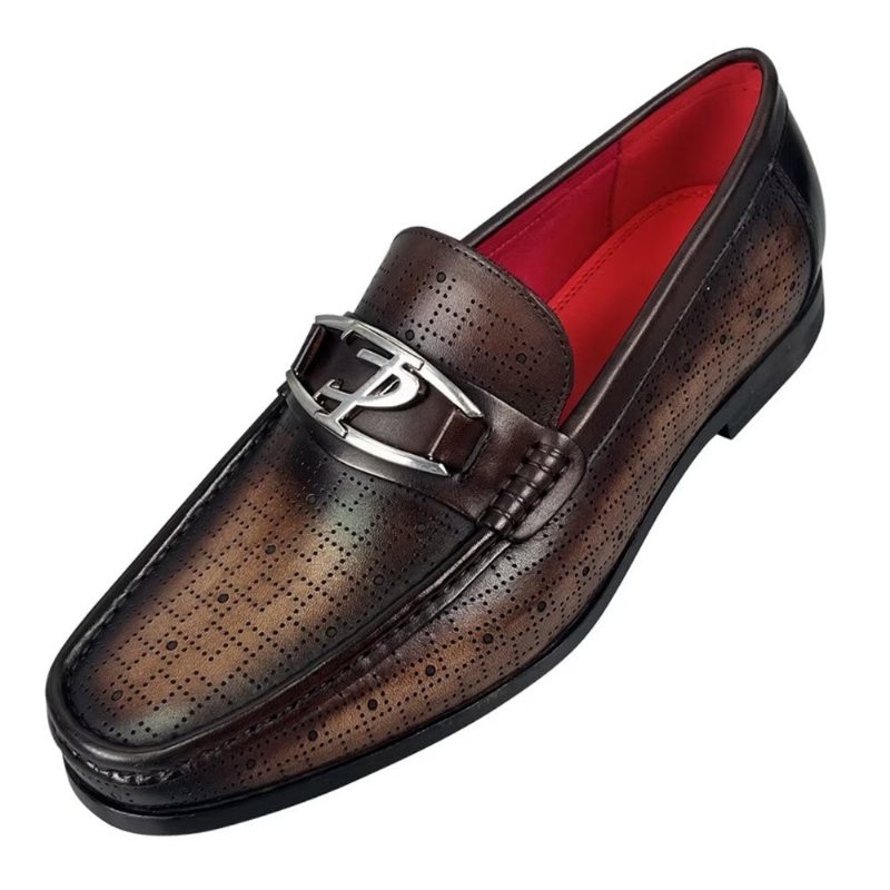 Ανδρικά Loafers Modish Από Γνήσιο Δέρμα Slip On - Καφέ