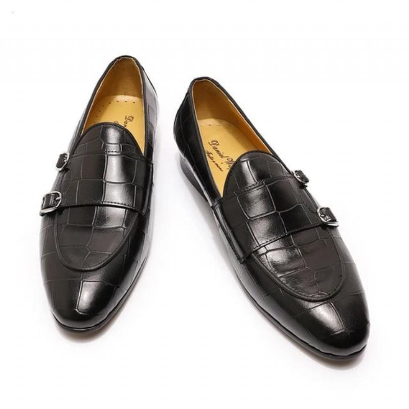 Ανδρικά Loafers Monk Strap Slip On - Μαύρο 