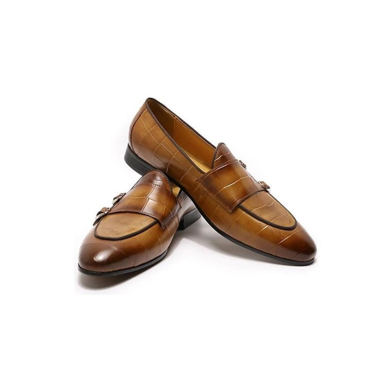 Ανδρικά Loafers Monk Strap Slip On - Καφές