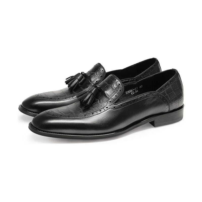 Ανδρικά Loafers Retro Chic Exotic Tassel Leather Brogue - Μαύρο 