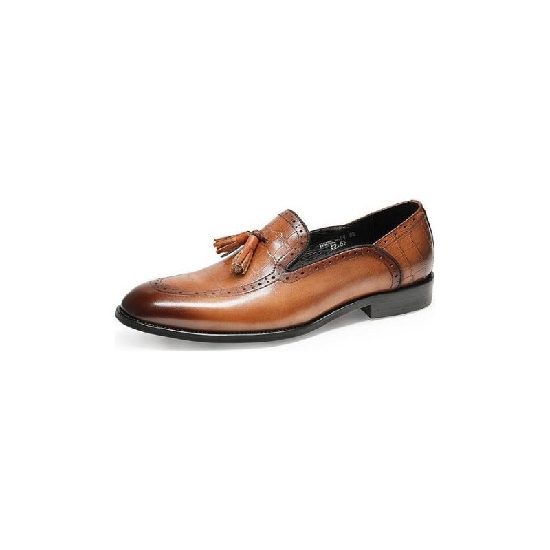 Ανδρικά Loafers Retro Chic Exotic Tassel Leather Brogue - Καφές