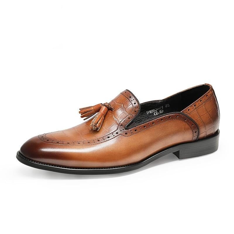 Ανδρικά Loafers Retro Chic Exotic Tassel Leather Brogue - Καφές