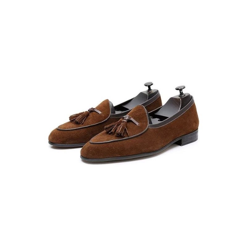 Ανδρικά Loafers Round Toe Slip On Δερμάτινα - Καφές