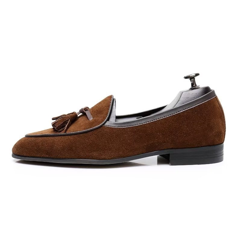 Ανδρικά Loafers Round Toe Slip On Δερμάτινα - Καφές