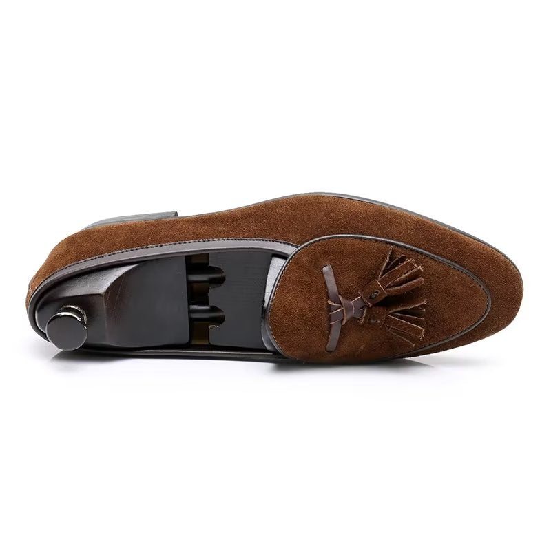 Ανδρικά Loafers Round Toe Slip On Δερμάτινα - Καφές