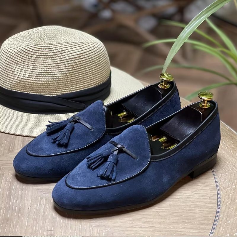 Ανδρικά Loafers Round Toe Slip On Δερμάτινα - Μπλε