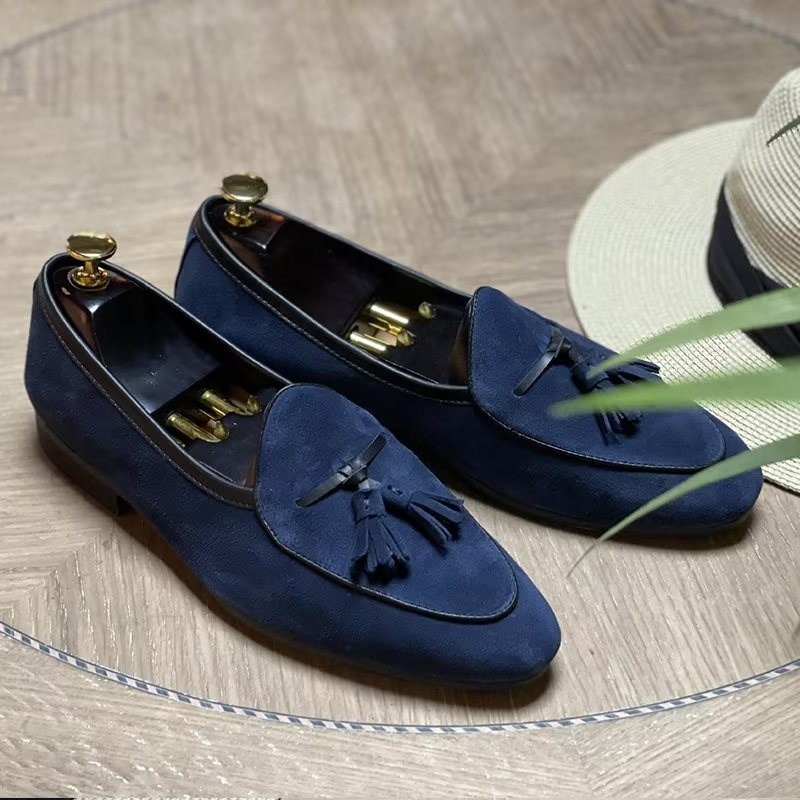 Ανδρικά Loafers Round Toe Slip On Δερμάτινα - Μπλε