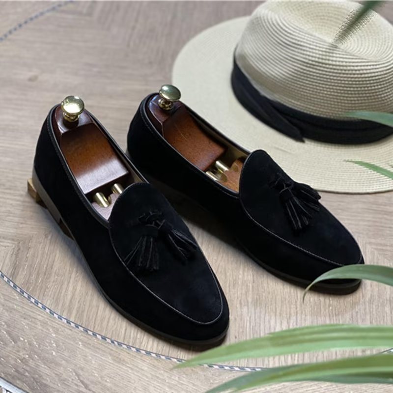 Ανδρικά Loafers Slip-on Suede - Μαύρο