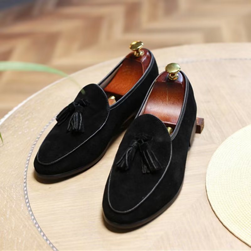 Ανδρικά Loafers Slip-on Suede - Μαύρο