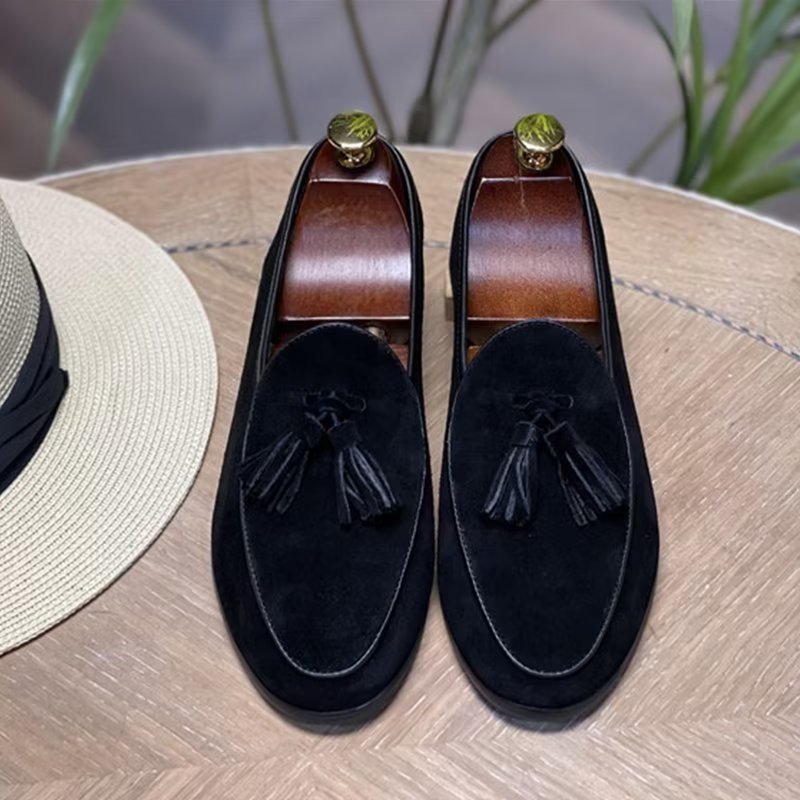 Ανδρικά Loafers Slip-on Suede - Μαύρο