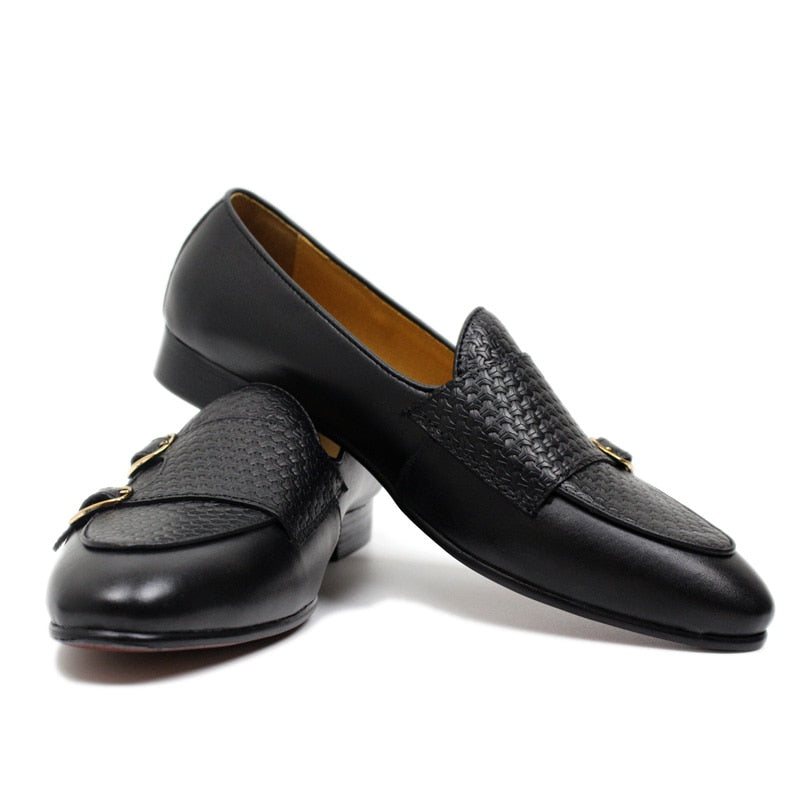 Ανδρικά Loafers Suave Leather Monk Strap Wedding - Μαύρο