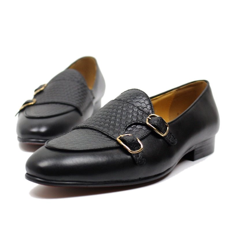 Ανδρικά Loafers Suave Leather Monk Strap Wedding - Μαύρο