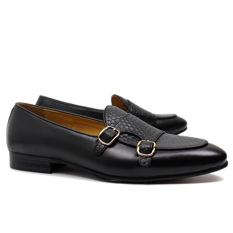 Ανδρικά Loafers Suave Leather Monk Strap Wedding - Μαύρο