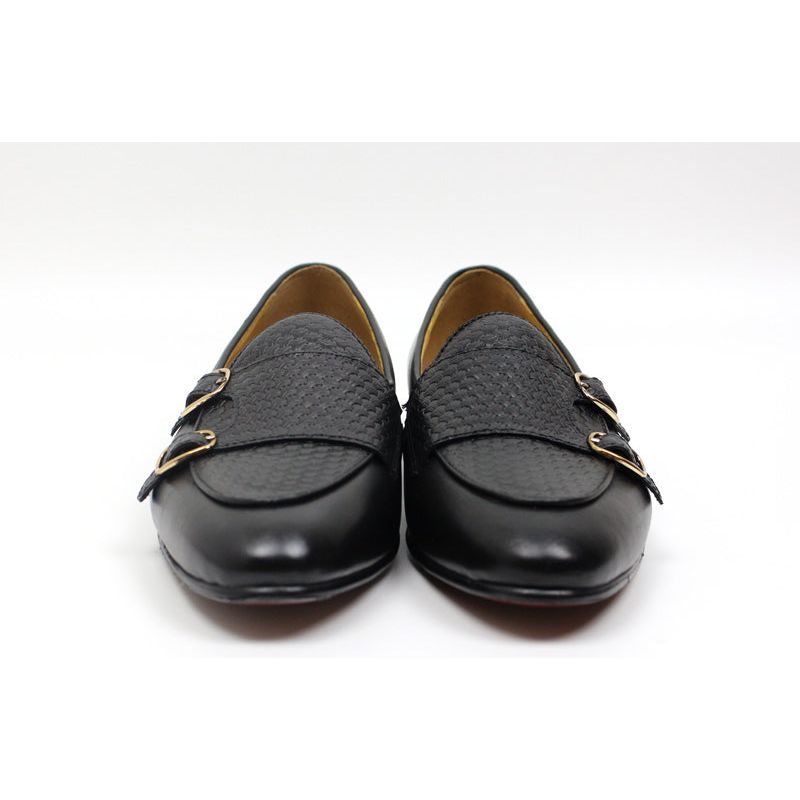 Ανδρικά Loafers Suave Leather Monk Strap Wedding - Μαύρο