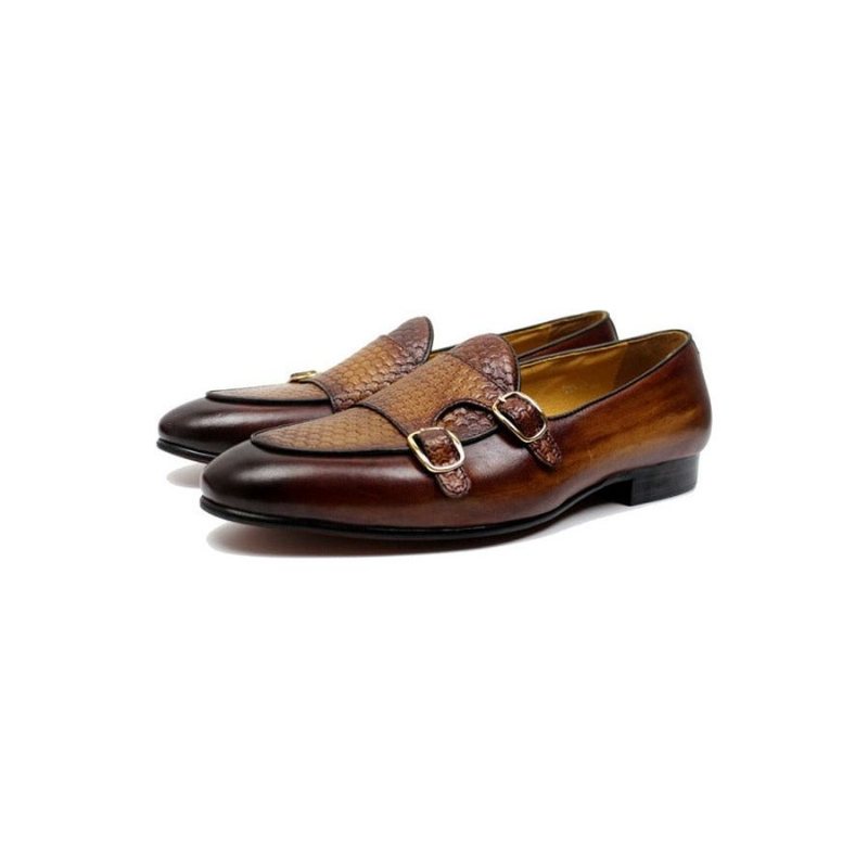 Ανδρικά Loafers Suave Leather Monk Strap Wedding - Καφές