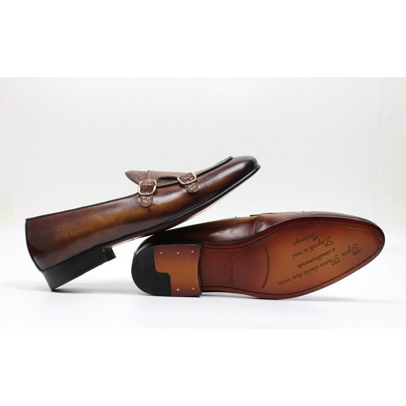 Ανδρικά Loafers Suave Leather Monk Strap Wedding - Καφές