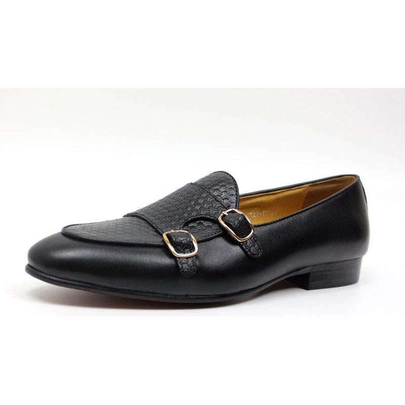 Ανδρικά Loafers Suave Leather Monk Strap Wedding - Μαύρο