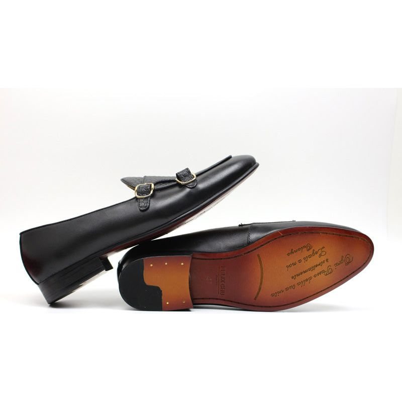 Ανδρικά Loafers Suave Leather Monk Strap Wedding - Μαύρο