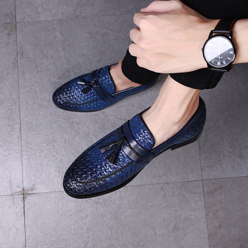 Ανδρικά Loafers Tassel Chic Νυφικά Παπούτσια Με Δερμάτινο Λουράκι - Μπλε 