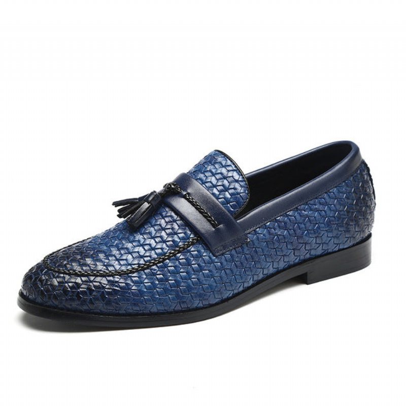 Ανδρικά Loafers Tassel Chic Νυφικά Παπούτσια Με Δερμάτινο Λουράκι - Μπλε 