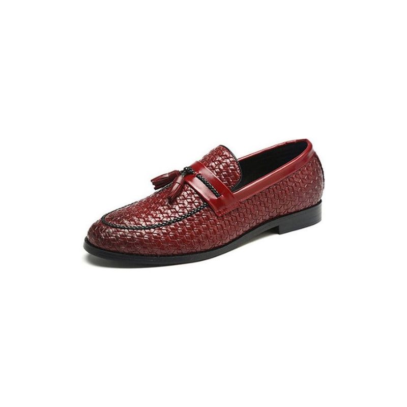 Ανδρικά Loafers Tassel Chic Νυφικά Παπούτσια Με Δερμάτινο Λουράκι - Κόκκινο