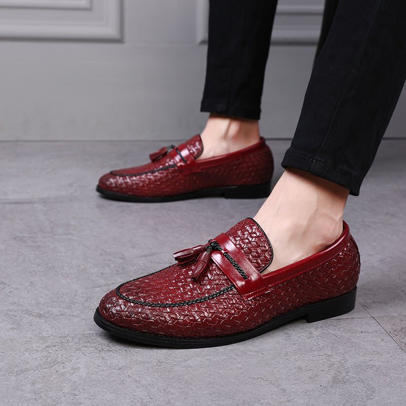 Ανδρικά Loafers Tassel Chic Νυφικά Παπούτσια Με Δερμάτινο Λουράκι - Κόκκινο