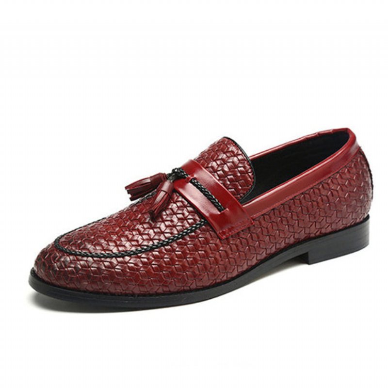 Ανδρικά Loafers Tassel Chic Νυφικά Παπούτσια Με Δερμάτινο Λουράκι - Κόκκινο