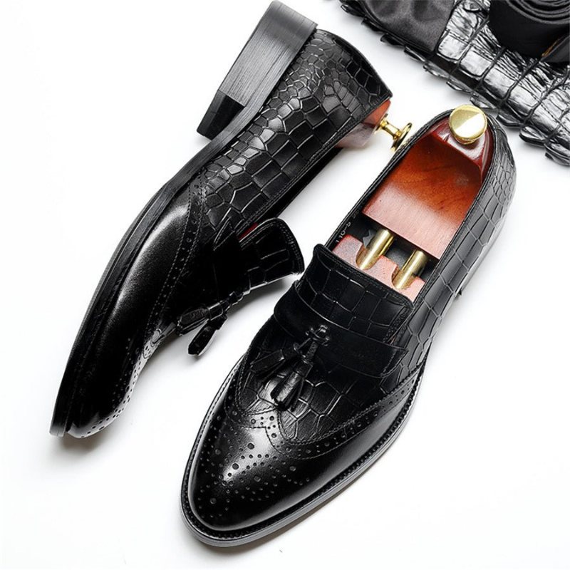 Ανδρικά Loafers Vintage Tassel Brogue Φόρεμα Παπούτσια - Μαύρο