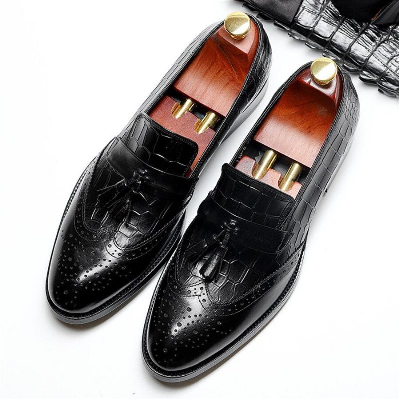 Ανδρικά Loafers Vintage Tassel Brogue Φόρεμα Παπούτσια - Μαύρο